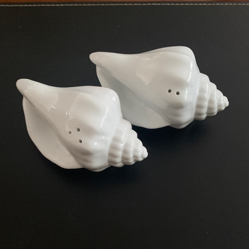 Conch ceramic salt and pepper